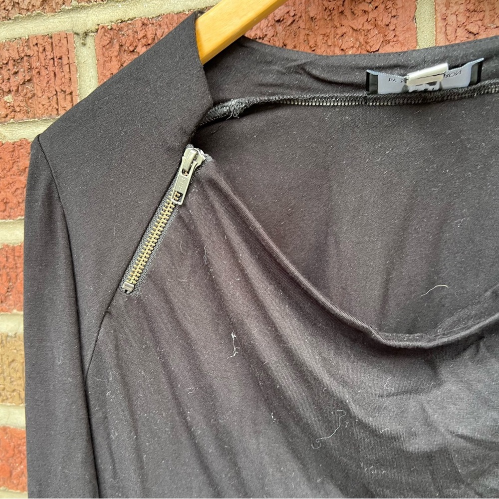 Seth Aaron Black and 2 Zipper Long Sleeve Cowl Neck Top - Picture 4 of 4
